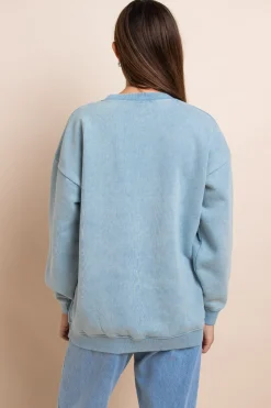 Women Daisy Street Hoodies & Sweatshirts-Washed Sweat With Print & Embroidery