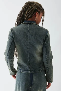 Women Daisy Street Jackets-Washed Stretch Denim Blazer