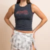 Women Daisy Street Tops-Western Graphic Washed Vest