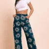 Women Daisy Street Trousers-Wide Leg Printed Denim Jeans