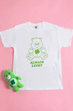 Women Daisy Street T-Shirts-X Care Bears Relaxed with Plush Toy T-Shirt in Green