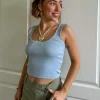 Women Daisy Street Tops-x Chloe Davie Ribbed Vest Top with Lace Trim