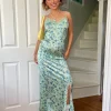 Women Daisy Street Dresses-x Chloe Davie 90s Printed Maxi Dress with Lace Trim