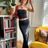 Women Daisy Street Tops-X Chloe Davie Slinky Boobtube Crop Top in