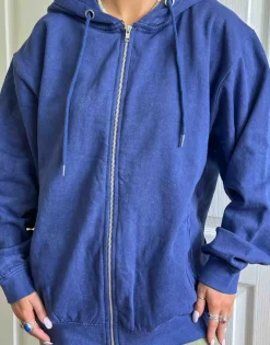 Women Daisy Street Tops-x Chloe Davie Washed Navy Hoodie