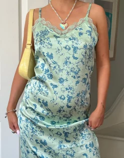 Women Daisy Street Dresses-x Chloe Davie 90s Printed Maxi Dress with Lace Trim