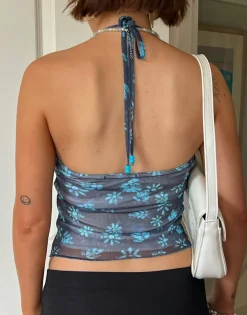 Women Daisy Street Tops-x Chloe Davie Halter Neck Mesh Top