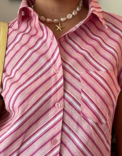 Women Daisy Street Tops-x Chloe Davie Stripe Fitted Shirt