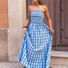 Women Daisy Street Dresses-X Molly Mcfarlane Shirred Body Maxi Dress In Check