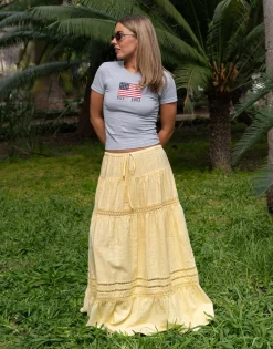 Women Daisy Street Skirts-X Molly Mcfarlane Boho Maxi Tiered Skirt In Buttermilk