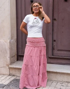Women Daisy Street Skirts-X Molly Mcfarlane Boho Tie Ruffle Maxi Skirt In Gingham