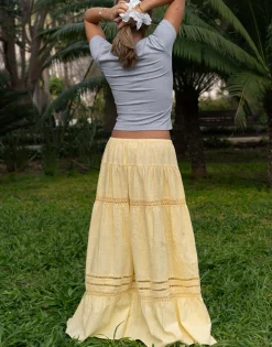 Women Daisy Street Skirts-X Molly Mcfarlane Boho Maxi Tiered Skirt In Buttermilk
