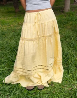 Women Daisy Street Skirts-X Molly Mcfarlane Boho Maxi Tiered Skirt In Buttermilk