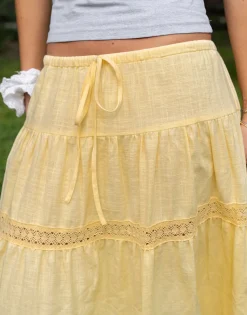 Women Daisy Street Skirts-X Molly Mcfarlane Boho Maxi Tiered Skirt In Buttermilk