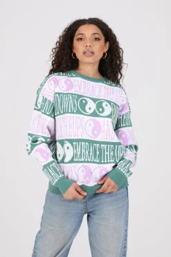 Women Daisy Street Hoodies & Sweatshirts-Yin/Yang Knitted Jumper