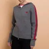 Women Daisy Street Tops-Zip Up Intarsia Knit Top