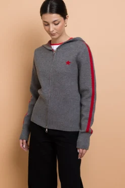 Women Daisy Street Tops-Zip Up Intarsia Knit Top